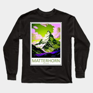 Matterhorn Mountain Switzerland Travel and Tourism Advertising Print Long Sleeve T-Shirt